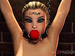 Cartoon sub-slut gagged and pounded by black cock in 3D