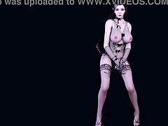 3d asian stripper in lingerie banged hard interracial style