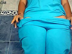 caught a nurse peeing a huge stream in public bathroom on amateur cam