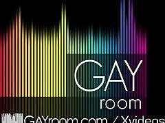 in the gayroom, she takes her first big dick in her tight ass, receiving a cumshot and facial