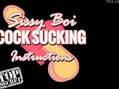 I Can't Get Enough of Giving Sissy Boi Cock Sucking Tips in This Wild Session