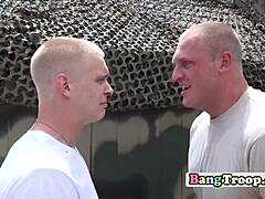 Superior officer orders soldiers to shove their junk right into the hole now.