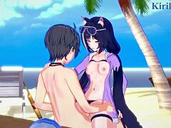 Pecorine, Karyl, and Yuuki having intense sex