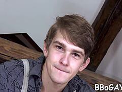 Attractive gay men in intimate encounter