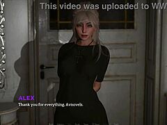 Sexy anime girl in cute outfit shows off her big tits in 3d game