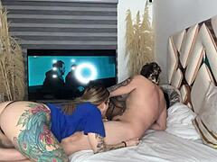My best friend sucks my boyfriend’s dick while we watch a movie in the dark
