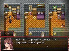 harem in another world hentai game exposes her pussy during gym workout.