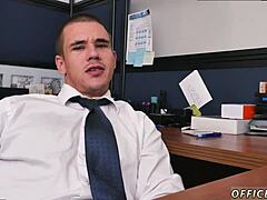 Straight male executive enjoys gay sex videos on Fridays without pants
