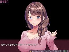 Middle aged man seduces his wife in a visual novel
