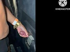 Watch the wife rubbing her swollen pussy without a condom in the swing cabin!