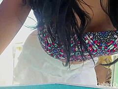 Gabby Quinteros is a hot milf who wears sexy lingerie and plays with her clit