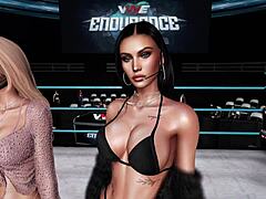 Virtual pro wrestling with a bikini contest on the side
