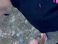 Alternative MILF sucks and milks big cock in the backyard