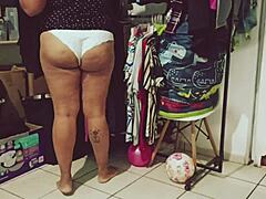 Curvy Mexican BBW Gordita Caught Cleaning Room on Hidden Cam