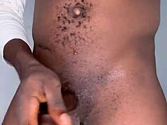 Ninja Man Masturbates Huge Black Cock Until Explosive Cumshot