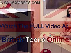 British 18-year-old gets rough kitchen sex with cum inside mouth