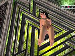 Beautiful Girl in 3D Animation Strikes Sexy Poses Before Masturbating with Corn