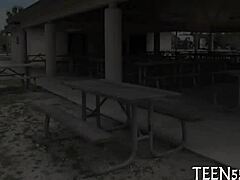 Young and amateur teen gets hardcore scene on the road
