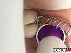 Horny Babe Plays with Dildo on Her Pierced Pussy