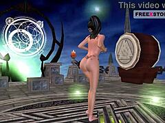 Beautiful Girl in 3D Animation Strikes Sexy Poses Before Masturbating with Corn