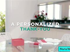 busty blonde masseuse rubs her tiny body on client