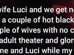 Wife and lover get it on at adult cinema