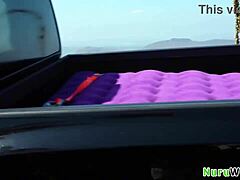 Hot Busty Masseuse Lacey Jayne Fucks Client James Angel in Truck Outdoors After Nuru Massage