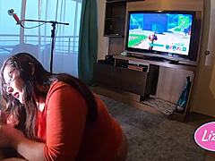 Intensely sucking her while she dominates in Fortnite!