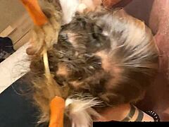 cute costumed girl with piercing gets facefucked deep