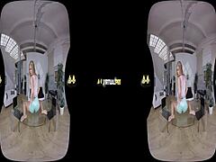 Virtual reality with chrissy fox, she dives into piss accidentally.