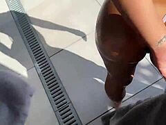 Oiled Latina Milf Giving Blowjob by Pool in Cosplay Costume