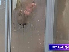 Hot Italian milf fingers anal in shower