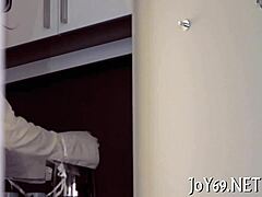 Naked young woman in a group sex scene in a softcore movie