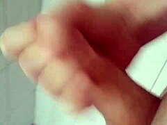 Bisexual solo play heats up in bathroom