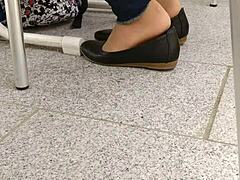 just watching her shoeplay with tan nylons and flats is hot.