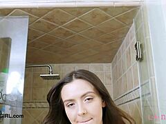 Damn, teen brunette stuns in steamy shower moment!
