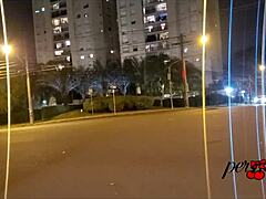 moto boy chases woman flashing tits on car roof