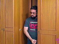 Stepfather hides, watches hot stepdaughter, then fucks her hard.