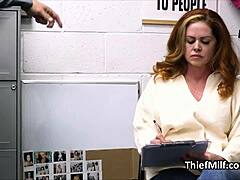 aussie cougar caught stealing lingerie rides officer’s cock at work for freedom