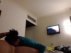lesbian girlfriend gets mouth fucked in hotel room