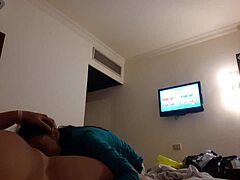 lesbian girlfriend gets mouth fucked in hotel room