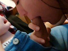 Stepsister interrupts my videogame and gives me a deepthroat blowjob