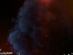 Cum-hungry blonde London Laurent bends over for hard British ass pounding.