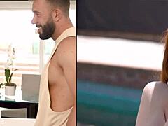 Redhead Erin Everheart in intense gym group sex scene
