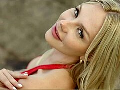 Horny Blonde Latina Bangs Lifeguard Behind Beach Rocks.