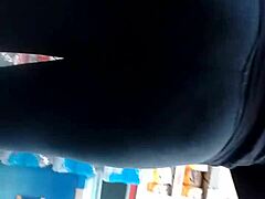 Caught sneaky footage of retro ass in leggings.