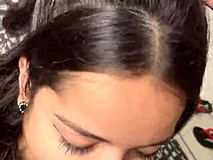 cute girlfriend deepthroating big cock. sloppy blowjob with licking