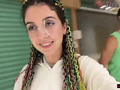 Crazy cumwalk in public mall, blowjob in toilet—insane! 😜