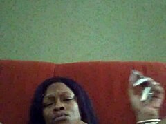 Ebony Hairy Babe Gets Herself Creamy