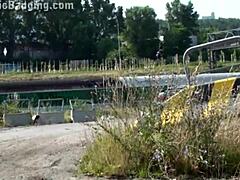 Cute Blonde Teen Banged in Wild Public Gangbang